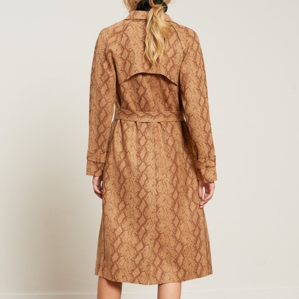 LUCY PARIS Chloe Exotic Snake Print Trench Coat - Extra Small - Chic and Edgy - Picture 2 of 13